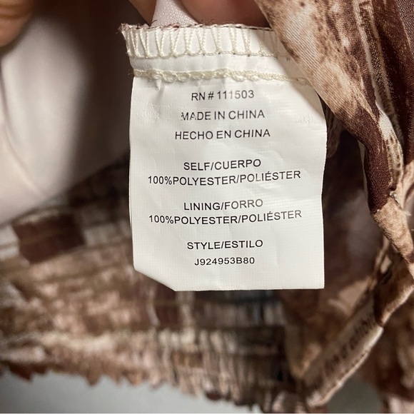 RABBIT ROSE women’s puffy long sleeve blouse size XL newspaper brown crop top - Picture 3 of 6